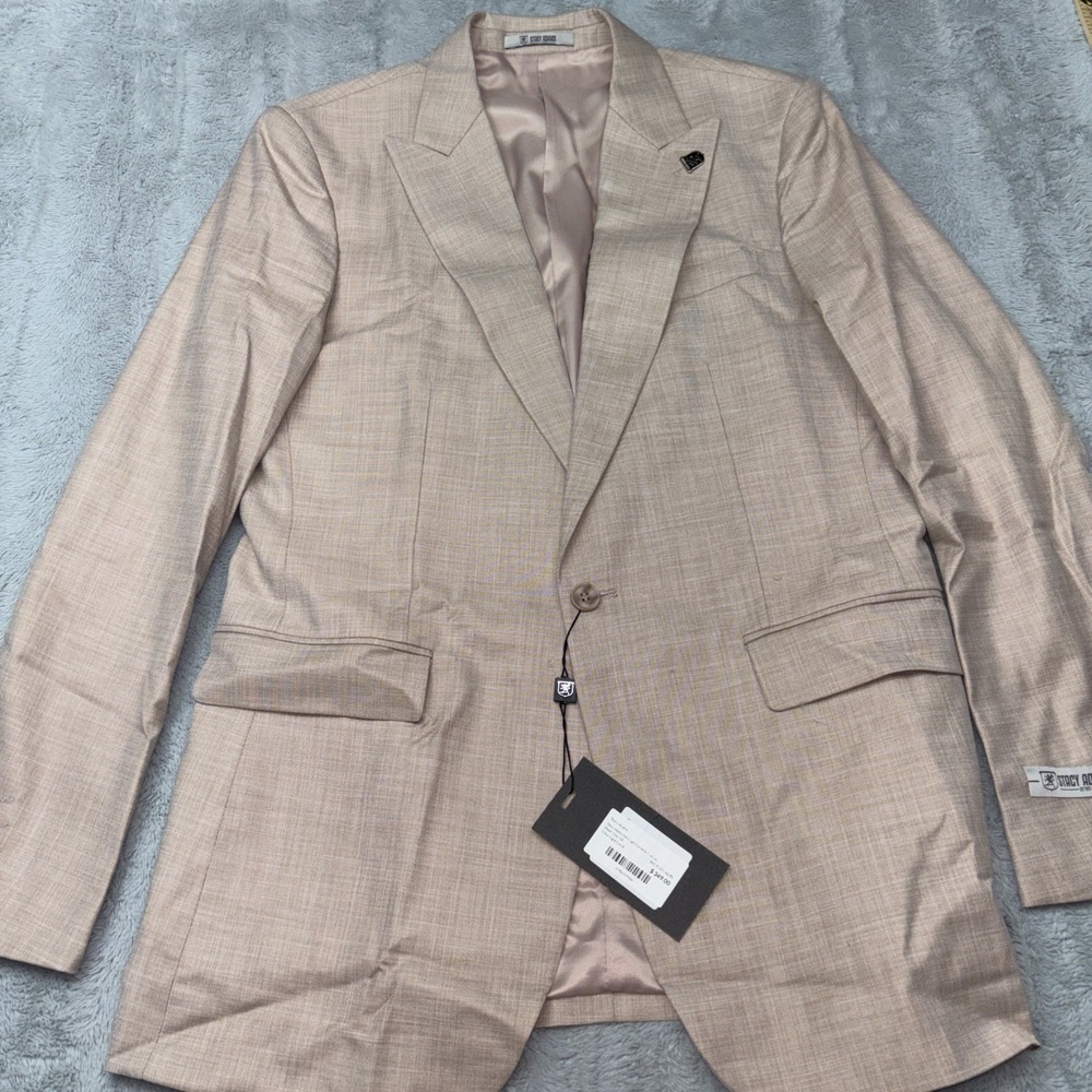 2 Piece Set Stacy Adams Light Camel Single-Breasted Sport Coat with Vest NWT 40L